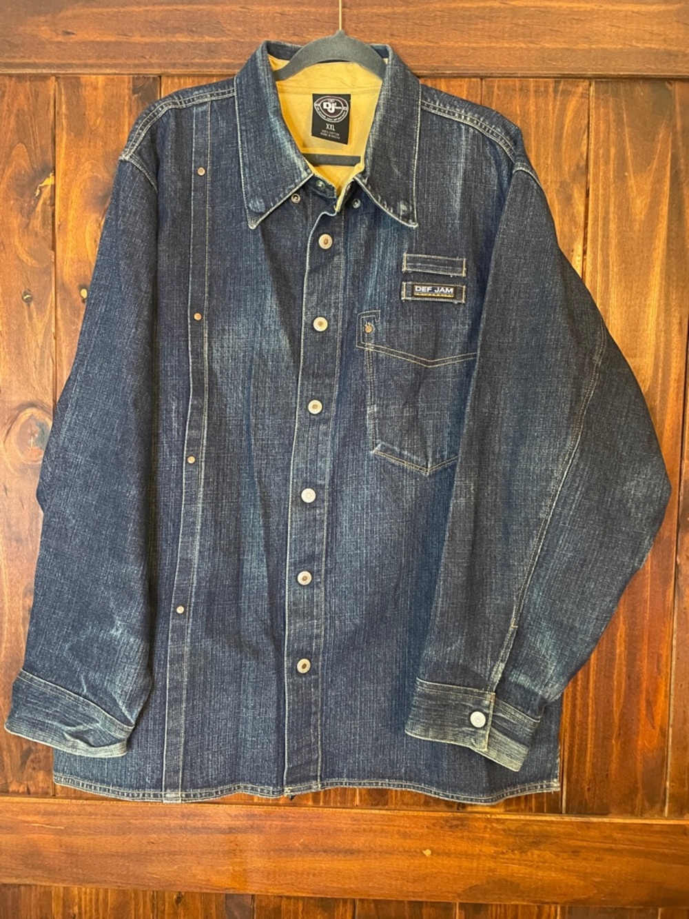 Vintage Men's Dark Blue Denim Shirt Jacket by Def Jam Sz XXL